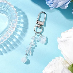 Хрусталь Подвеска в форме сердца из натурального розового кварца, с поворотными застежками сплава, 80~81 мм