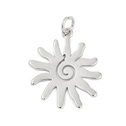 Платина Латунные подвески, солнечные чары, без кадмия и без свинца, долговечный, стойки покрытие, с целью перехода в кольце, платина, 21.5x18.5x1.5 мм, отверстие : 3 мм