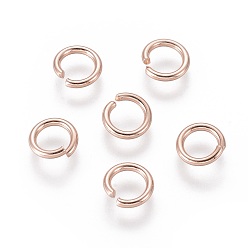 Rose Gold 304 Stainless Steel Open Jump Rings, Rose Gold, 7x1.2mm, Inner Diameter: 5mm