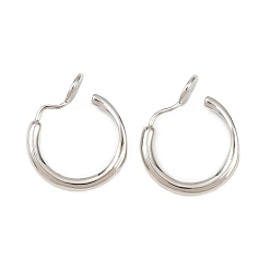 Платина Латунные серьги с клипсами, без свинца, без кадмии и без никеля, платина, 28x22x4.5~7.5 мм