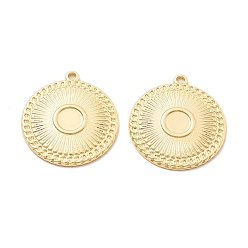 Настоящее золото 18K Латуни кабошон настройки подвески, без кадмия, без никеля и без свинца, плоско-круглые, реальный 18 k позолоченный, лоток : 6 мм, 26.5x24x2.5 мм, отверстие : 1.8 мм
