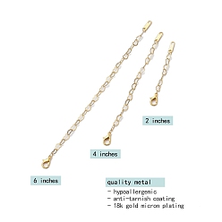 Golden 3Pcs 3 Styles Brass Lobster Claw Clasps, with Brass Link Chains, Golden, 62~166mm, 1pc/style