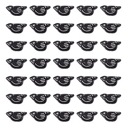 Черный 50 непрозрачные акриловые бусины, металла обвитые, птица, чёрные, 20x10x6 мм, отверстие : 1.6 мм