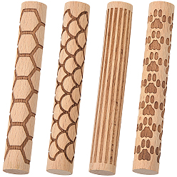 Mixed Shapes 4шт. 4 стили, печатные палочки из буковой древесины, прессовальные машины для полимерной глины, розовые, разнообразные, 98x13.5 мм, 1 шт / стиль