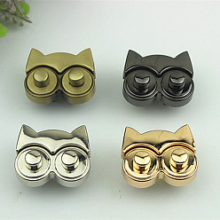 Brushed Antique Bronze Застежки для кошелька с поворотным замком из цинкового сплава, сова, аксессуары для кошелька diy bag, щеткой античная бронза, 3.2x3.8 см