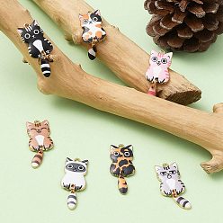 (52) Непрозрачная лаванда 7шт 7 подвески в стиле светлого золота с покрытием из сплава эмали, без кадмия, без никеля и без свинца, кошачье очарование, разноцветные, 38x15.7x3 мм, отверстие : 2 мм, 1 шт / стиль