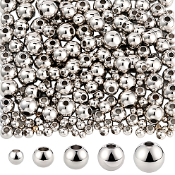 Платина 250шт 5 стили стойка покрытие латунные распорные бусины, долговечный, круглые, платина, 2~6 мм, отверстие : 0.8~1.5 мм, 50 шт / стиль