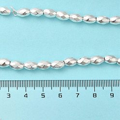 Silver Plated Electroplated Strong Magnetic Synthetic Hematite Beads Strands, Long-Lasting Plated, Faceted Oval, Silver Plated, 7~8x5~5.5mm, Hole: 1.4mm, about 50pcs/strand, 15.35''(39cm)