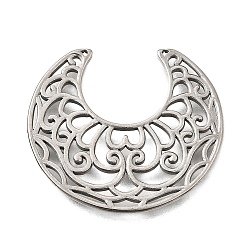 Нержавеющая Сталь Цвет 304 из нержавеющей стали столяры филигранные, луна, цвет нержавеющей стали, 25x22x1.5 мм