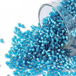 (23BF) Silver Lined Frost Dark Aquamarine Toho 11/0 runde Perlen, japanische Rocailles, (23 bf) Silbergefütterter frostdunkler Aquamarin, 2.2 mm, Bohrung: 0.8 mm, ca. 50000 Stk. / Pfund