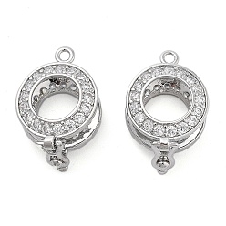 Платина Латунь с прозрачными кубическими цирконами, застежки-раскладушки, без кадмия, без никеля и без свинца, кольцо, платина, 19.5x13x7.5 мм, отверстие : 1.4 мм