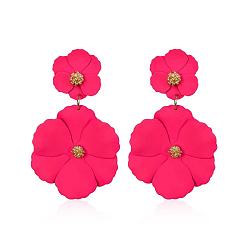 Золотой Серьги-гвоздики из сплава с цветочным рисунком, покрытые слоем краски для выпечки, светло-вишневый, золотые, 65x45 мм