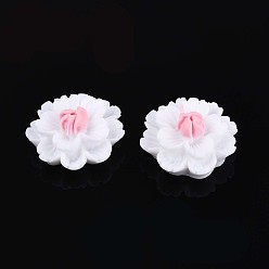 Белый Смола декодирует кабошоны, трехмерный цветок, белые, 23.5~24.2x23.5~24.2x11~12 мм