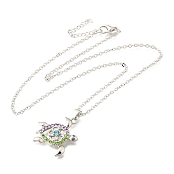 Платина Летние пляжные ожерелья из сплава с разноцветными стразами и морской черепахой для женщин, платина, 17.52 дюйм (44.5 см)
