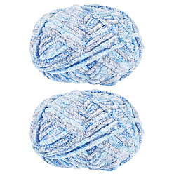 Темно-Голубой 2 мотки полиэфирной пряжи для вязания спицами и крючком, глубокое синее небо, 6 мм, около 87.49 ярдов (80 м) / моток