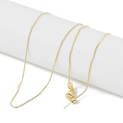 Настоящее золото 18K Женские ожерелья с регулируемыми подвесками из латунной цепочки, реальный 18 k позолоченный, 18.50 дюйм (47 см), Кулон : 5x3.5x3.8 мм, штифты : 12.5x0.7 мм