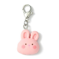 Кролик Смола подвеска украшения, с цинковым сплавом застежками омаров коготь, кролик, 43 мм