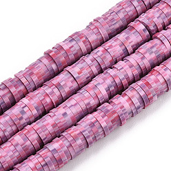 Орхидея Ручной полимерные нити глины шарик, Heishi бусы, для поделок ювелирных изделий, Диск / плоские круглые, сиреневые, 6x0.5~1 мм, отверстие : 2 мм, около 320~450 шт / нитка, 15.35 дюйм ~ 16.92 дюйм (39~43 см)