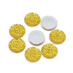 Gold Resin Cabochons, Bottom Silver Plated, Half Round/Dome, Gold, 12x3mm