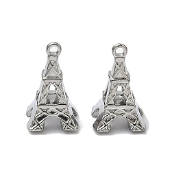 Нержавеющая Сталь Цвет 304 подвески из нержавеющей стали, Эйфелева башня очарование, цвет нержавеющей стали, 16x9.5x10 мм, отверстие : 1.4 мм