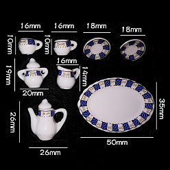 Stripe Mini Ceramic Tea Sets, including Cup, Teapot, Saucer, Sugar Bowl, Cream Pitcher, Miniature Ornaments, Micro Landscape Garden Dollhouse Accessories, Pretending Prop Decorations, Stripe Pattern, 8pcs/set