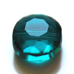 Темный Голубой К 9 стекло, имитация Австрийские кристаллические шарики, класс AAA, граненые, плоско-круглые, темные голубые, 6x3.5 мм, отверстие : 0.7~0.9 мм