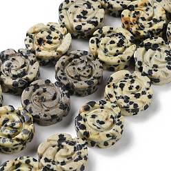 Далматинских Джаспер Природные яшмы далматин бисер нитей, резные розы, 15.5~16x4.5~5.5 мм, отверстие : 1 мм, около 25 шт / нитка, 15.55'' (39.5 см)