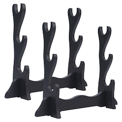 Черный 2-ярусная подставка для мечей из МДФ, чёрные, 25x6.5x20.9 см