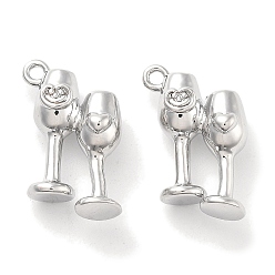 Платинированный Латунные подвески, без кадмия, без никеля и без свинца, бокал, Реальная платина, 16.5x10x6 мм, отверстие : 1.2 мм