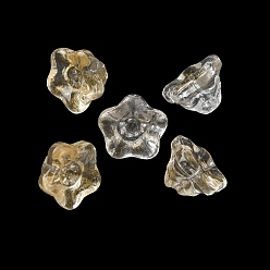 Светло-хаки Прозрачные стеклянные бусины, петуния, с золотой порошок, светлый хаки, 9x9x6 мм, отверстие : 1.4 мм