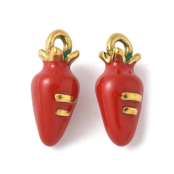 Красный 304 из нержавеющей стали шармы эмали, золотые, морковное очарование, красные, 14.5x6.5x6 мм, отверстие : 1.6 мм