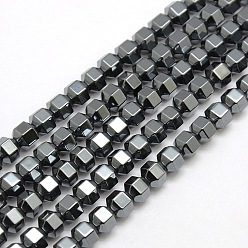 Magnetic Hematite Magnetic Synthetic Hematite Faceted Polygon Beads Strands, 4x4mm, Hole: 1mm, about 100pcs/strand, 15.74 inch