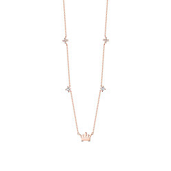 Rose Gold 925 Sterling Silver Necklace with Crown Pendant, Rose Gold, 15.7 inch(40cm)