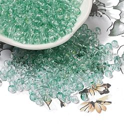 Средний Весенно-Зеленый Прозрачные цвета стеклянные круглые бусины, с блеском порошок, круглое отверстие, средний весенний зеленый, 4x3 мм, отверстие : 1.4 мм, Около 4500 шт / фунт
