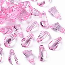 Pearl Pink Transparent Acrylic Pendants, Torch Shapes, Pearl Pink, 17x9x9mm, Hole: 1.8mm, about 970pcs/500g