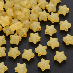 Yellow Imitation Jelly Acrylic Beads, Star, Yellow, 9x9.5x5.5mm, Hole: 2.5mm, about 2050pcs/500g