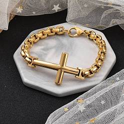 Cross 304 из нержавеющей стали ссылка браслеты, цепочки-браслеты для женщин и мужчин, крестик, крестик, 9x1/4 дюйм (22.8x0.8 см)