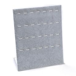 Гейнсборо Деревянные покрытые бархатом стенды для подвесок с наклонной спинкой, Прямоугольный держатель-органайзер для ювелирных изделий для хранения подвесок, светло-серые, 20.4x8.1~9.5x24.3 см