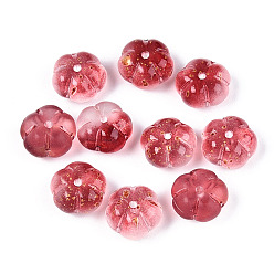 FireBrick Transparent Glass Beads, Pumpkin, FireBrick, 10x10x7mm, Hole: 1.2mm
