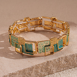 Темный Голубой Эластичные браслеты из эмалевого сплава для женщин, квадратный, темные голубые, 7-1/2x5/8 дюйм (19x1.5 см)