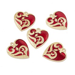 Light Gold Подвески из сплава хэллоуина с эмалью, сердце, золотой свет, 23x21x2.5 мм, отверстие : 1.6 мм