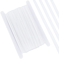 White 20 Yards Nylon Lace Ribbon, Flower Trimming for Wedding Dress Decoration, White, 3/8 inch(11mm)