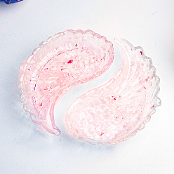 Розовый Кварц Тарелка для хранения в форме крыла ангела из смолы, с блестками и натуральной крошкой розового кварца внутри для украшения домашнего офиса, 123x70x23 мм