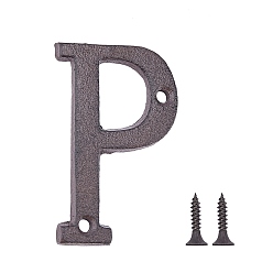 Letter P Номер домашнего адреса железа, с винтом 2 шт., letter.p, 77x41x5 мм, отверстие : 5.5 мм