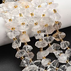 Хрусталь Природных кристаллов кварца бисер нитей, бусины из горного хрусталя с двойным заостренным концом, с бисером, 15~21x7~11x10~11 мм, отверстие : 0.9 мм, около 17 шт / нитка, 7.87~8.07'' (20~20.5 см)