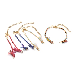 (52) Непрозрачная лаванда Изготовление браслетов из хлопковой нити, с 304 из нержавеющей стали Lobster Claw застежками, золотые, разноцветные, 5-1/2 дюйм (13.9 см)