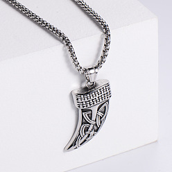 Нержавеющая Сталь Цвет Винтажные 304 панк-ожерелья из нержавеющей стали в форме ножа викинга для мужчин, цвет нержавеющей стали