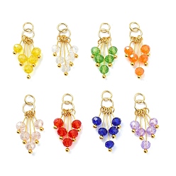 (52) Непрозрачная лаванда 8 шт 8 цвета стеклянные подвески, подвеска с кисточками, с латунью и 304 нержавеющей сталью, граненые, золотые, разноцветные, 11.5~20.5x4.5 мм, Перейти кольцо: 6x0.7 мм, 4.5 мм внутренним диаметром, 1 шт / цвет