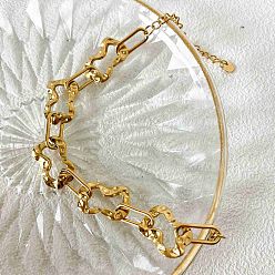 Золотой 304 женские браслеты-цепочки с овальными звеньями из нержавеющей стали, золотые, 7 дюйм (17.7 см)