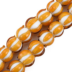 (932FM) Темно-синий аква-матовый с подкладкой Бусы лэмпворк ручной работы, цветок, темно-золотистые, 12x12~12.5x10 мм, отверстие : 1.2~1.6 мм, около 45 шт / нитка, 16.93 дюйм ~ 17.32 дюйм (43~44 см)